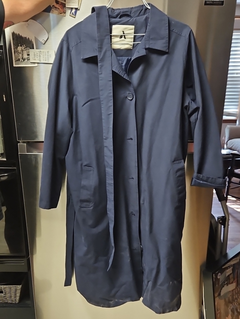 Amazon Navy Blue Long Trench Coat with Belt